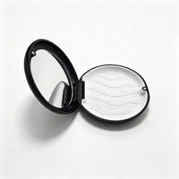 Boîte de rangement magnétique ronde en plastique pour aligneurs dentaires avec miroir, personnalisable avec logo, pour l'hygiène buccale (vente en gros)