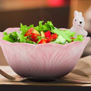 Bol de salade de pâques en céramique, de petite taille, en forme de chou, avec décoration de lapin mignon - Product Image 6