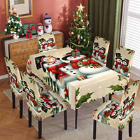 2025 Nouvelle Housse de Chaise de Restaurant Imprimée Père Noël Nappe Imperméable en Polyester Ensemble Table et Chaises