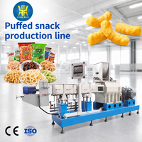 Ligne de production complète de snacks soufflés croustillants 150-200 kg/h, machine automatique d'extrusion de boules de maïs soufflé au fromage