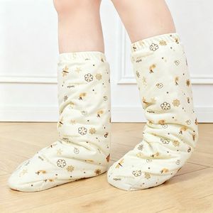 Calcetines hasta la rodilla con forro floral de algodón, calentadores de pies para mujer, accesorios de algodón orgánico para dormir en casa - Product Image 1