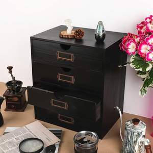 Rangement <span class=keywords><strong>en</strong></span> <span class=keywords><strong>bois</strong></span> Boîte de rangement de bureau avec 4 tiroirs Support d'accessoires de bureau Grand conteneur de stockage artisanal Armoire de <span class=keywords><strong>pharmacie</strong></span> pour femmes a - Product Image 4