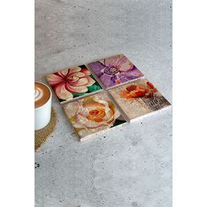Flower01 Juego de 4 Posavasos de Piedra, Decoración Floral para Mesa y Accesorios - Product Image 2