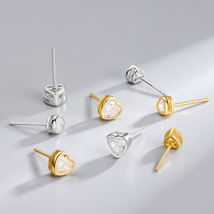 925 Sterling Silver Heart <b>Stud</b> <b>Earrings</b> | 18K Gold Plated | Sparkling Zircon Center | Romantic Jewelry for Women & <b>Girls</b> - Product Image 3