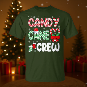 Camiseta navideña Candy Cane Crew con diseño navideño, talla para adultos - Product Image 3