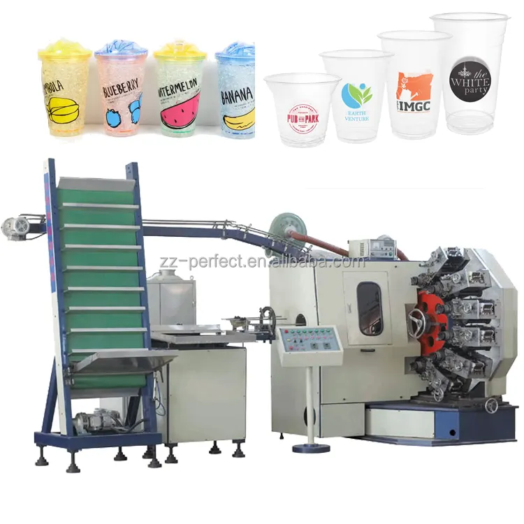 Mesin cetak cetak Offset mesin cetak cangkir plastik kopi minuman jus 6 warna otomatis