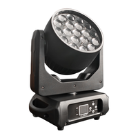 Mini Lyre de Scène 19x15 Moving Head 19x15W RGBW 4-en-1 LED Wash Zoom avec Effets Halo, Bande Lumineuse et Anneau Circulaire