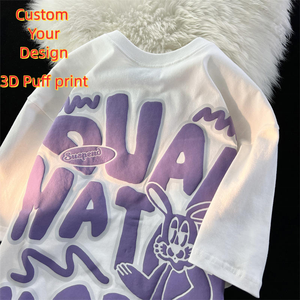 고품질 OEM 오버사이즈 코튼 티셔츠 맞춤형 3D 폼 퍼프 프린트 로고 티셔츠 제조업체 남성용 플러스 사이즈 티셔츠 - Product Image 1