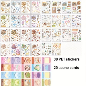 50 hojas por paquete Aquascape Sticker Book Collection 3D Cubic Cabin Niños Descompresión Miniatura Escena Pegatinas - Product Image 4