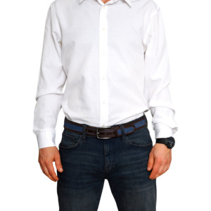 Ceinture en cuir marron bleu pour homme Swindon - Product Image 4