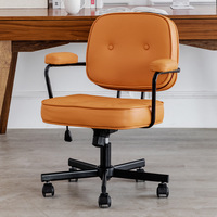 Chaise de bureau en cuir PU de luxe léger, chaise d'ordinateur pivotante réglable en hauteur pour la maison, le bureau ou la salle d'étude