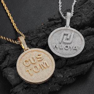 Colgante de Moissanita Circular con Inicial VVS, Medallón Redondo con Letra del Alfabeto, Plata 925, Estilo Hip Hop Bling, Amuleto Personalizado, Certificado GRA, Pasa el Test de Autenticidad - Product Image 3