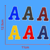 Vente en gros de patchs thermocollants en chenille de 12,5 cm de haut, rouge, rose, bleu, noir, jaune, lettres de l'alphabet A-Z, patchs thermocollants