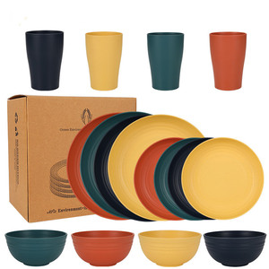 Juego de Platos de Paja de Trigo para la Cena, Vajilla Ecológica Completa, Juego de Platos, Tazas y Tazones, Accesorios de Cocina, Vajilla - Product Image 2