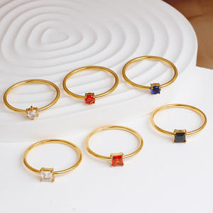 Anelli di Lusso 2025 in Acciaio Inossidabile con Zirconi Quadrati a Goccia per Donne, Gioielli Moda Acqua, Pietra Naturale Non Sbiadente, Vendita all'Ingrosso - Product Image 2