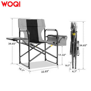 Chaise pliante de camping Woqi avec table latérale et sac isotherme, structure en aluminium, tissu Oxford, chaise de jardin d'extérieur - Product Image 1
