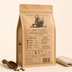 Sachet en papier kraft biodégradable personnalisé de qualité alimentaire pour épices, café et thé, avec fermeture éclair et fond carré, pochette vide en papier - Product Image 5