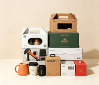 Emballage de tasse recyclable de luxe, boîte cadeau rigide magnétique avec couvercle rabattable à revêtement UV