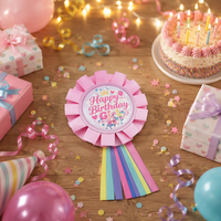 Selamat Ulang Tahun Gadis Ini, Pin Lencana Roset, Bros Kancing Pita Satin Payet, Dekorasi Pesta, Aksesori Pakaian