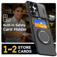 Étui de protection magnétique avec porte-carte et cache-objectif coulissant pour Samsung Galaxy S22 S23 S26 Ultra S25 Plus S24 FE