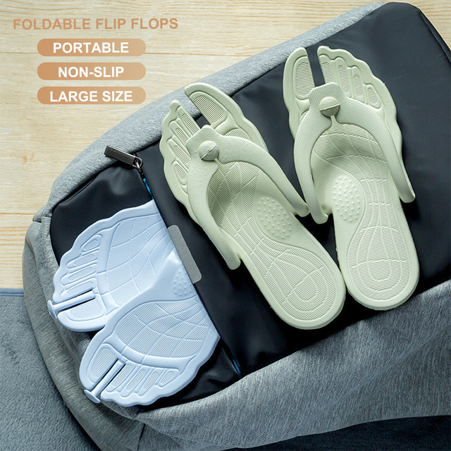 Large Size Lightweight Quick-Dry Non-slip Portable Foldable Travel Flip Flops for Women Men Beach