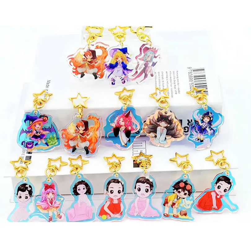 Kawaii Keychain biểu tượng tùy chỉnh hai mặt trong suốt Acrylic Keychain Epoxy Holographic Acrylic Keychain