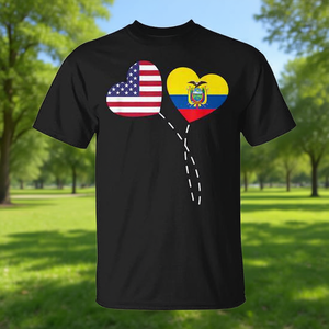 Camiseta con bandera de Ecuador y corazón para los estadounidenses ecuatorianos - Product Image 3