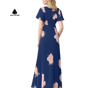 Fabricante de vestidos personalizados 2025 mujeres señora elegante gasa azul Quinceañera <span class=keywords><strong>vestido</strong></span> casual <span class=keywords><strong>largo</strong></span> estampado floral <span class=keywords><strong>vestido</strong></span> - Product Image 2