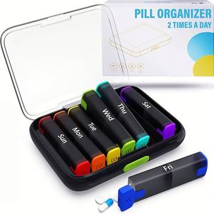 Pastillero de Plástico Portátil Personalizado con Logotipo, 7 Días, 14 Compartimentos, Gran Capacidad - Product Image 1
