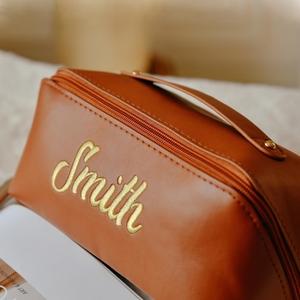 Bolsa de Cosméticos de Cuero PU de 10 Pulgadas, Resistente al Agua, Ecológica, Regalo de Boda, Gran Capacidad, con Cierre, para Viaje - Product Image 4