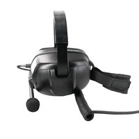 Headset Penerbangan ETMY Dual Mode Peredam Kebisingan Aktif (24dB) Desain On-Ear Hitam PTT IPX-0 Tahan Air Driver Dinamis Keamanan