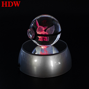 Vente en Gros Usine Populaire Nouveau Design Poké Ball en Verre <span class=keywords><strong>Cristal</strong></span> au Laser <span class=keywords><strong>Dracaufeu</strong></span> Figurines avec Base LED Lumineuse Tactile - Product Image 1