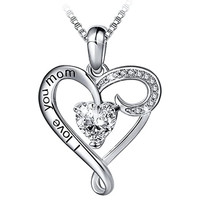 Huitan Simple élégant coeur Hhape pendentif collier avec lettre "je t'aime maman" cadeau pour la fête des mères dame colliers bijoux