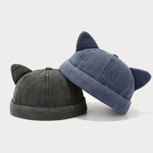 Casquette Docker personnalisée pour femme, avec oreilles de chat mignonnes, couleur unie, style urbain, pour l'été et les sorties, modèle Melon Skin Devil Dockers - Product Image 3
