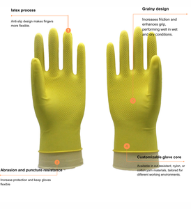 Guantes de Limpieza de Cocina de Látex de Caucho Natural Reutilizables e Impermeables de 40g y 30cm, Antideslizantes para Lavar Platos y Trabajos Domésticos - Product Image 6