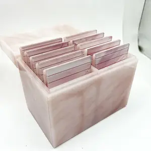 Paleta para cílios de 10 camadas com tampa, venda quente de paleta para cílios com capa/telha de acrílico com caixa/mármore, rosa ou branco, com tampa