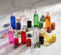 Petit flacon roll-on portable en verre ambré de 3 ml, 5 ml, 10 ml avec bouchon en bois et bille métallique pour parfum, flacon roll-on de 5 ml