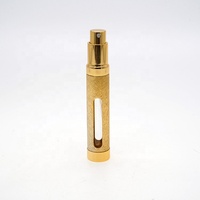 Prêt à expédier – Flacon vaporisateur de parfum cylindrique en verre doré de 10 ml, rechargeable, avec bouchon à vis