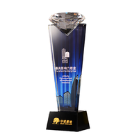 Trophée en cristal personnalisé avec design diamant 25*8cm, gravure laser durable de haute qualité pour cadeaux de bienvenue, médailles, plaques, boîte cadeau