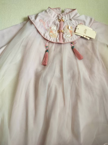 Otoño nuevo bordado niñas Vestido largo de princesa estampado Floral cuello redondo decoración de encaje nube hombro <span class=keywords><strong>gasa</strong></span> para niños - Product Image 2