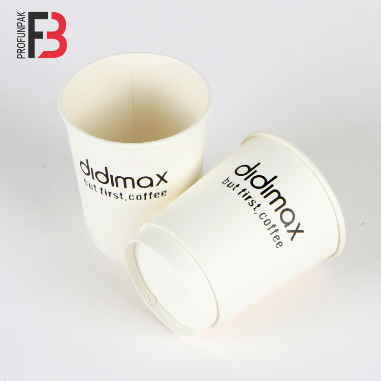 Biodegradable custom logo white kraft paper coffee cup with lids for hot drinksPopular