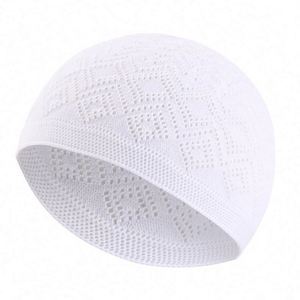 New Hollow Out Design Knitted Muslim Kufi <b>Hat</b> for Unisex Solid Color Stretchy Breathable Chemo Cap Turban Outdoor Use - Product Image 5