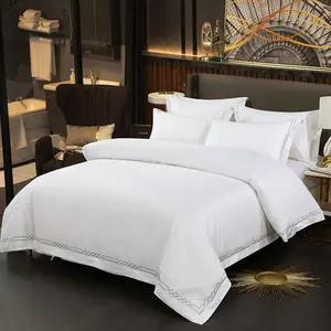 New Luxury Brand King Size 100% Cotton 60s Embroidery Satin Bedspread Bedding Sets Bed Sheet Brand