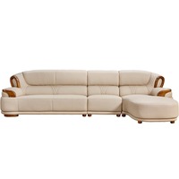 Sofá de Cuero Ujinwood al por Mayor, Combinación de Madera Maciza, Tamaño para Apartamento, Sala de Estar de Lujo, Muebles de Sofá de Lujo Ligero