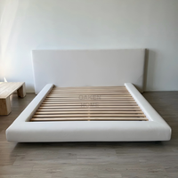 Lit plateforme en cuir sur mesure OAKEN, tête de lit capitonnée extra large, base flottante, mobilier de chambre moderne et luxueux