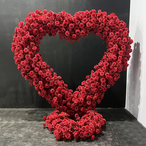 Promessa di matrimonio arco fiori disposizione di seta rosa rossa forma di <span class=keywords><strong>cuore</strong></span> sfondo di fotografia floreale per la laurea o il matrimonio - Product Image 4