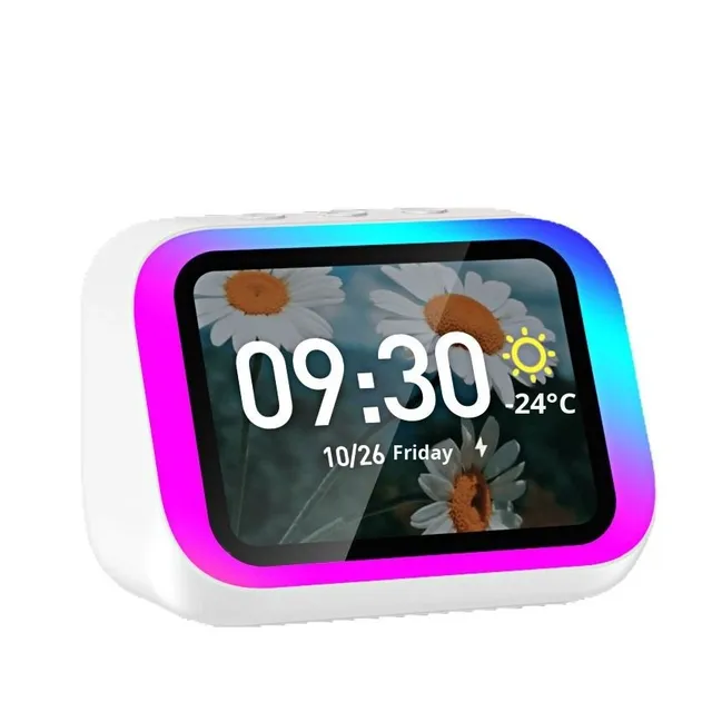 AI Voice Speaker TF26 Pro Smart Speaker Screen RGB LED Lighting for V5.4 Rechargeable Battery Touch Screen Voice Assistant