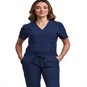 Sweat Absorbent Anti-Bacterial Spandex/Polyester Poplin <b>Nurse</b> <b>Scrub</b> Sets Easy Clean Medical Hospital Uniforms Unisex - Product Image 3