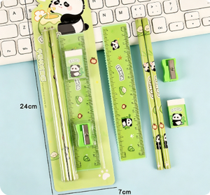 Lot de 5 articles de papeterie de dessin animé pour enfants, ensemble de crayons Kawaii avec 2 crayons, 1 règle, 1 gomme, 1 taille-crayon, cadeau de rentrée scolaire - Product Image 6
