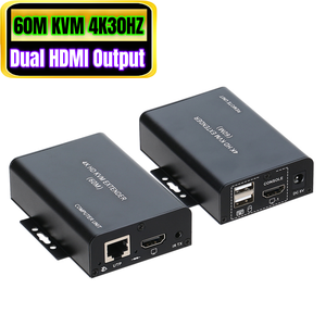 4K 30Hz 60m HDMI KVM Extender Over RJ45 CAT5e CAT6 Ethernet mạng cáp âm thanh video Transmitter <span class=keywords><strong>Receiver</strong></span> Dual đầu ra HDMI - Product Image 1